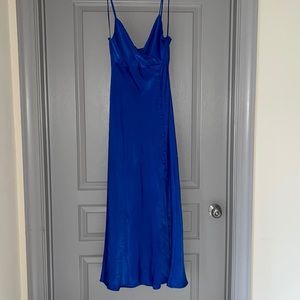 Zara Blue Satin MIDI Dress